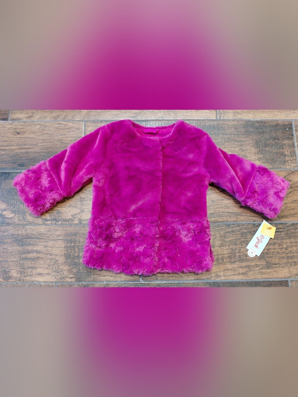 Cat & Jack Berry Pink Faux Fur Coat 18M NWT